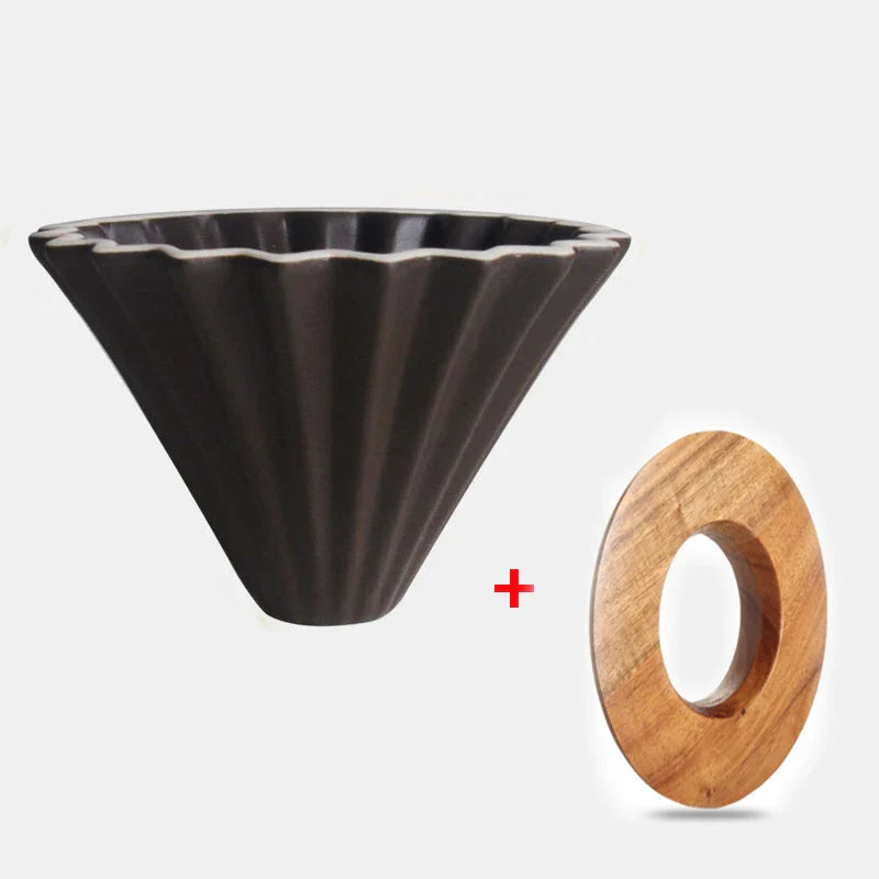 StepUp Coffee Origami Ceramic Pour Over Dripper, Handmade Cone Brewer