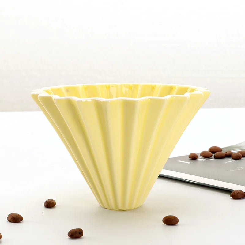 StepUp Coffee Origami Ceramic Pour Over Dripper, Handmade Cone Brewer