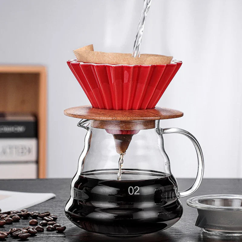 StepUp Coffee Origami Ceramic Pour Over Dripper, Handmade Cone Brewer