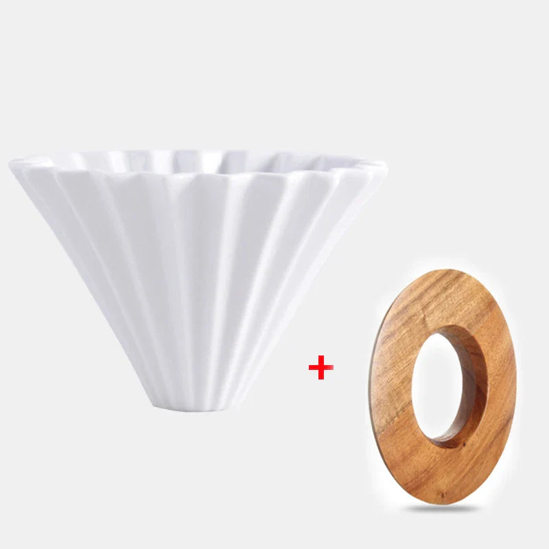 StepUp Coffee Origami Ceramic Pour Over Dripper, Handmade Cone Brewer