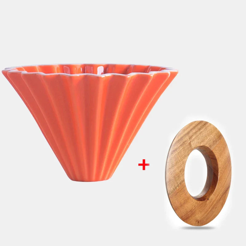 StepUp Coffee Origami Ceramic Pour Over Dripper, Handmade Cone Brewer