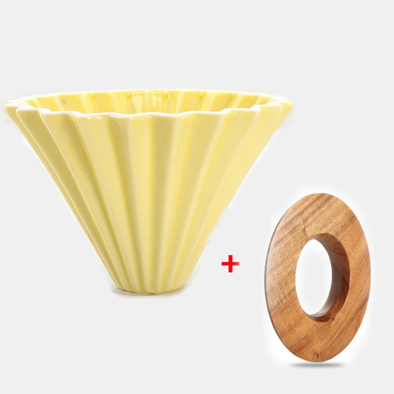 StepUp Coffee Origami Ceramic Pour Over Dripper, Handmade Cone Brewer